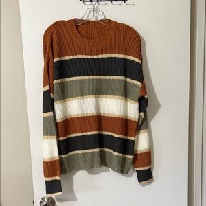 Source Unknown Earthy Tones Striped Sweater